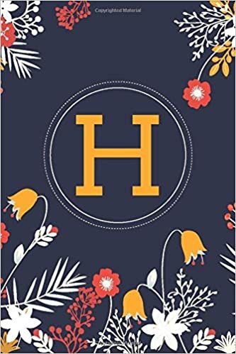 okumak H (6x9 Journal): Lined Writing Notebook with Monogram, 120 Pages -- Yellow and Orange Flowers on Navy Blue Background (Blue Floral Monogram): Volume 8