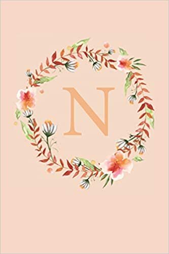 okumak N: Soft Floral Wreath Monogram Sketchbook | 110 Sketchbook Pages (6 x 9) | Floral Watercolor Monogram Sketch Notebook | Personalized Initial Letter Journal | Monogramed Sketchbook