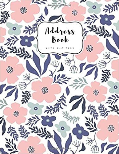 okumak Address Book with A-Z Tabs: A4 Contact Journal Jumbo | Alphabetical Index | Large Print | Cute Illustration Flower Design White