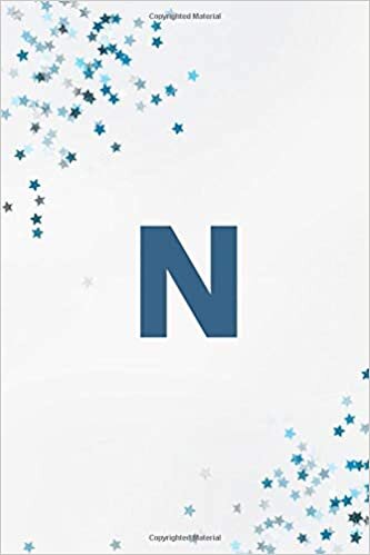 okumak Letter N Initial Monogram Notebook: Blue Confetti Monogrammed Blank Lined Note Book, 6x9 Lined Notebook/Journal/Diary , 100 pages