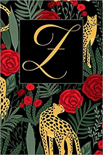 okumak Z: Letter Z Journal, Exotic Leopards and Roses, Personalized Notebook Monogram Initial, 6 x 9