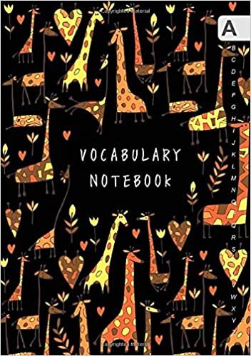 okumak Vocabulary Notebook: A5 Notebook 3 Columns Medium | A-Z Alphabetical Sections | Funny Drawing Giraffe Design Black