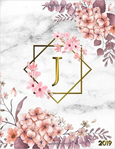 okumak 2019: Nifty Marble &amp; Gold 2019 Planner with Monogram Letter J. Pretty Daily, Weekly, Monthly Organizer. Cute Personalized at a Glance Floral Yearly Calendar and Agenda.