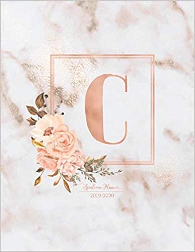 okumak Academic Planner 2019-2020: Pink Marble Gold Monogram Letter C with Flowers Academic Planner July 2019 - June 2020 for Students, Moms and Teachers (School and College)