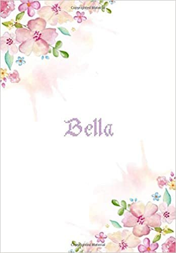 okumak Bella: 7x10 inches 110 Lined Pages 55 Sheet Floral Blossom Design for Woman, girl, school, college with Lettering Name,Bella