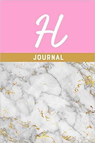 okumak H Journal: Monogram Initial Letter H Notebook for Women Marble Gold Pink Design