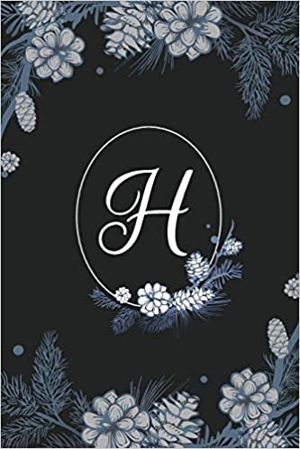 okumak H: Elegant Black &amp; Blue Stylish Floral Monogram Initial H Notebook Blank Lined Paper Journal Gift for Women &amp; Girls