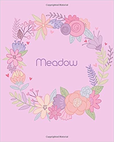okumak Meadow: 110 Lined Pages 8x10 Cute Pink Blossom Design with Lettering Name for Girl, Journal, School and Self Note,Meadow