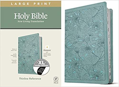 okumak NLT Large Print Thinline Reference Bible, Filament Enabled Edition (Red Letter, Leatherlike, Floral/Teal, Indexed)