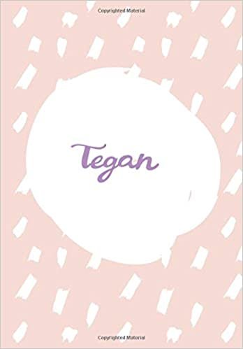 okumak Tegan: 7x10 inches 110 Lined Pages 55 Sheet Rain Brush Design for Woman, girl, school, college with Lettering Name,Tegan