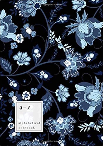okumak A-Z Alphabetical Notebook: B5 Medium Ruled-Journal with Alphabet Index | Cute Jacobean Floral Leaf Cover Design | Black