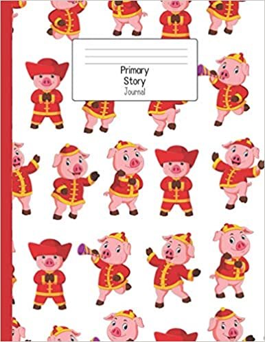 okumak Primary Story Journal: Pig Kindergarten Journal with Drawing Area | Composition Notebook with Dotted Midline and Picture Space | Grade Level K-2 ... for Kids | Perfect for Homeschool Children