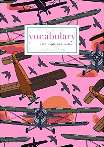 okumak Vocabulary with Alphabet Index: B5 Medium 2-Column Notebook with A-Z Alphabetical Labels | Retro Airplane Bird Cover Design | Pink