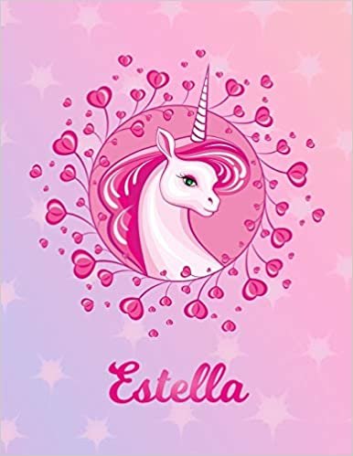 okumak Estella: Unicorn Sheet Music Note Manuscript Notebook Paper | Magical Horse Personalized Letter V Initial Custom First Name Cover | Musician Composer ... Notepad Notation Guide | Compose Write Songs