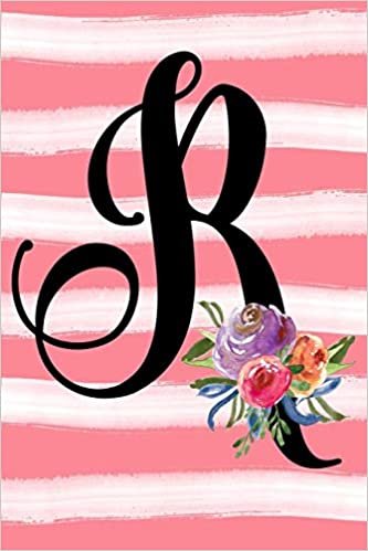 okumak Monogram R Notebook: 6x9 Blank Lined 120 Page Ladies Personalized Initial Writing Journal, Coral Pink Floral Watercolor Gift Book For Womenn, Cute Girl&#39;s Diary
