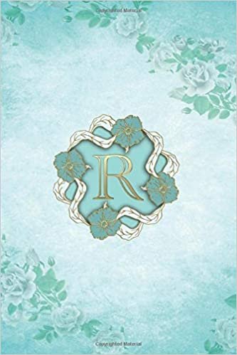 okumak R: Cute Initial Monogram Letter R lined Notebook. Personalized Lined journal for taking notes and writing for women and girls - Turqiose floral design