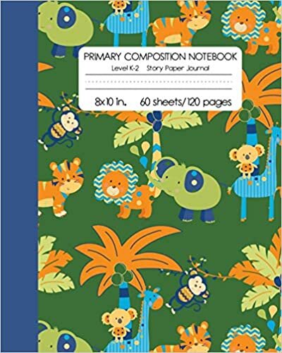 okumak Primary Composition Notebook Level K-2 Story Paper Journal: Jungle Draw and Write Dotted Midline Creative Picture Diary | Kindergarten to 2nd Grade Elementary Students