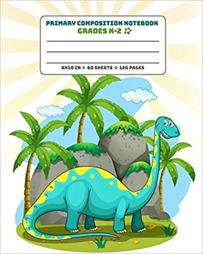 okumak Primary Composition Notebook Grades K-2: Picture drawing and Dash Mid Line hand writing paper Story Paper Journal - Dinosaur Clouds Design (Dinosaurs Primary Composition Journals, Band 8)