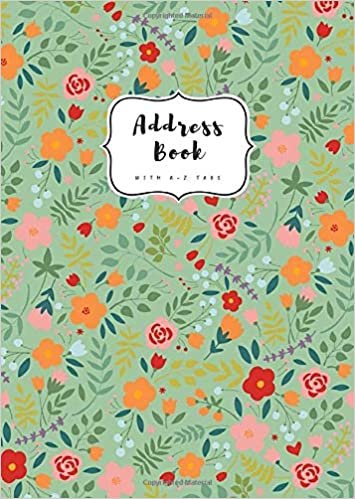 okumak Address Book with A-Z Tabs: B6 Contact Journal Small | Alphabetical Index | Colorful Mini Floral Design Green