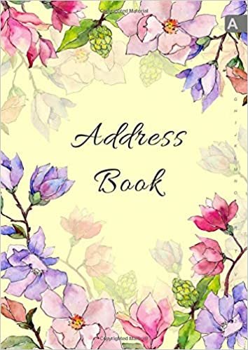 okumak Address Book: A4 Big Contact Notebook Organizer | A-Z Alphabetical Sections | Large Print | Magnolia Wildflower Watercolor Design Yellow