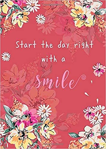okumak Start The Day Right with A Smile: B6 Large Print Password Notebook with A-Z Tabs | Small Book Size | Colorful Painting Flower Design Red