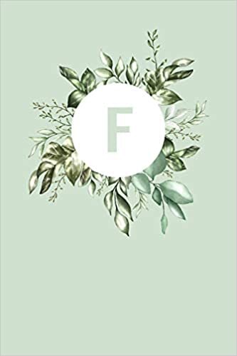 okumak F: 110 College Ruled Pages (6 x 9) | Light Green Monogram Journal and Notebook with a Simple Vintage Floral Green Leaves Design | Personalized ... | Pretty Monogramed Composition Notebook