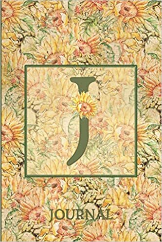 okumak J Journal: Vintage Sunflower Journal Monogram Initial J Lined Notebook | Decorated Interior