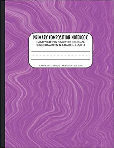 okumak Primary Composition Notebook | Handwriting Practice Journal Kindergarten &amp; Grades K-2/K-3: Handwriting Practice Paper with 3 Lines (Dotted Midline) | ... | Adorable Purple Liquid Color Cover