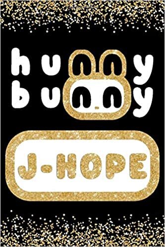 okumak Hunny Bunny J-Hope: Cute Gold Glitter BTS Member 100 Page 6 x 9&quot; Blank Lined Notebook Kpop Journal Book Fan Merch for Army Fandom