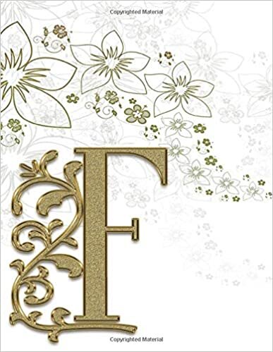okumak F: Monogram Initial F Notebook/Journal for Women, Men, Girls, Boys and School kids, Pink Floral 8.5 x 11 | Lined | Gold Monogram Letter F with flowers