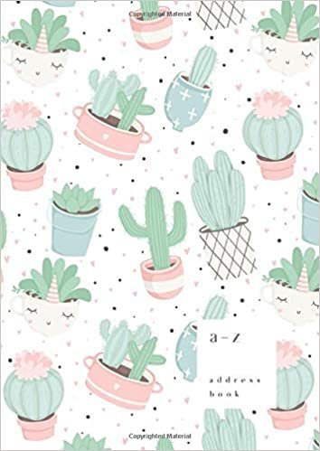 okumak A-Z Address Book: A4 Large Notebook for Contact and Birthday | Journal with Alphabet Index | Pastel Cactus Succulent Heart Design | White