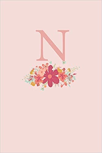 okumak N: A Simple Pink Floral Monogram Sketchbook | 110 Sketchbook Pages (6 x 9) | Floral Watercolor Monogram Sketch Notebook | Personalized Initial Letter Journal | Monogramed Sketchbook