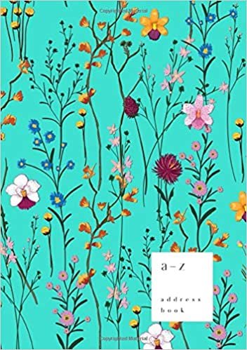 okumak A-Z Address Book: B5 Medium Notebook for Contact and Birthday | Journal with Alphabet Index | Fashion Wild Flower Cover Design | Turquoise