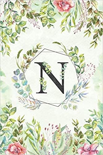 okumak N - Monogrammed Floral Journal: Personalized Medium Ruled 6x9 Notebook For Women &amp; Girls
