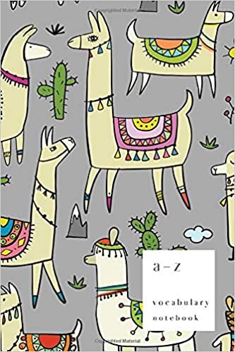 okumak A-Z Vocabulary Notebook: 4x6 Small Journal 2 Columns with Alphabet Index | Tribal Llama Family Cover Design | Gray