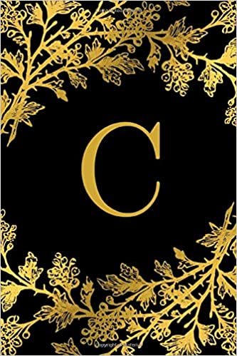 okumak Initial Monogram Letter C Notebook Journal. Vintage Flower Floral Plant Black And Gold Design. Blank Lined Ruled Monogrammed Initials Gifts Writing ... Journaling Diary 6 x 9 &amp; 110 Paper Pages.