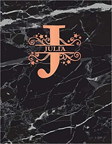 okumak Julia: Personalized Dot Grid Bullet Notebook for Women or Girls. Monogram Initial J. Black Marble &amp; Rose Gold Cover. 8.5&quot; x 11&quot; 110 Pages Dotted Journal Diary Paper