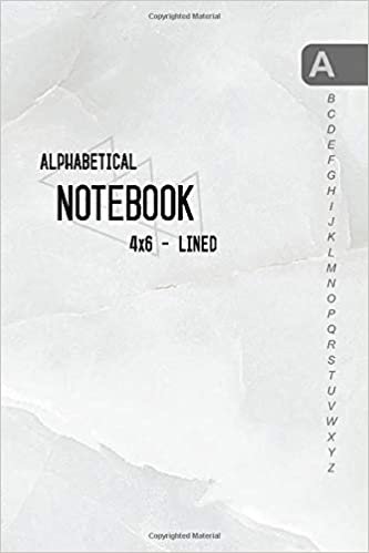 okumak Alphabetical Notebook 4x6: Small Lined-Journal Organizer with A-Z Tabs Printed | Marble White Design