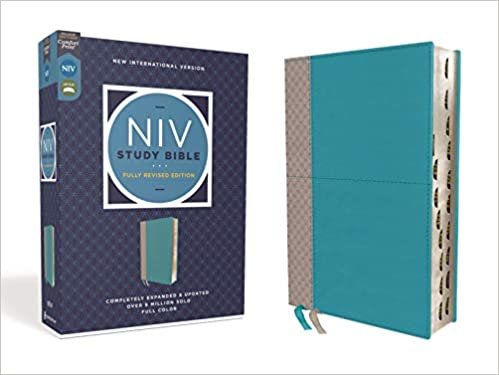okumak NIV Study Bible, Fully Revised Edition, Leathersoft, Teal/Gray, Red Letter, Thumb Indexed, Comfort Print