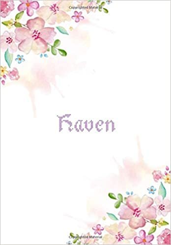 okumak Haven: 7x10 inches 110 Lined Pages 55 Sheet Floral Blossom Design for Woman, girl, school, college with Lettering Name,Haven