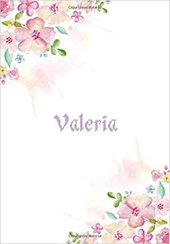 okumak Valeria: 7x10 inches 110 Lined Pages 55 Sheet Floral Blossom Design for Woman, girl, school, college with Lettering Name,Valeria