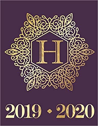 okumak Weekly Planner Initial Letter “H” Monogram September 2019 - December 2020 (Elegant Gold Initial - Royal Purple Background, Band 8)