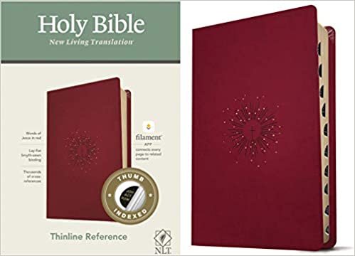 okumak NLT Thinline Reference Bible, Filament Enabled Edition (Red Letter, Leatherlike, Berry, Indexed)
