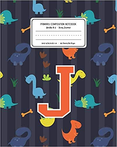 okumak Primary Composition Notebook Grades K-2 Story Journal J: Dinosaurs Animal Pattern Primary Composition Book Letter J Personalized Lined Draw and Write ... for Boys Exercise Book for Kids Back to Schoo