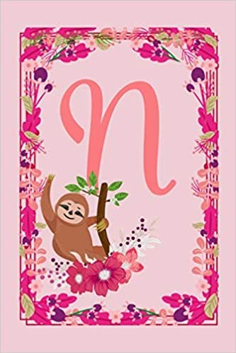 okumak N: Letter N Monogram Initials Lazy Sloth Flowers Floral Notebook &amp; Journal
