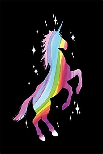 okumak Leaping rainbow unicorn Notebook: Notebook graph paper 120 pages 6x9 perfect as math book, sketchbook, workbook and diary Rainbow Unicorn on black background