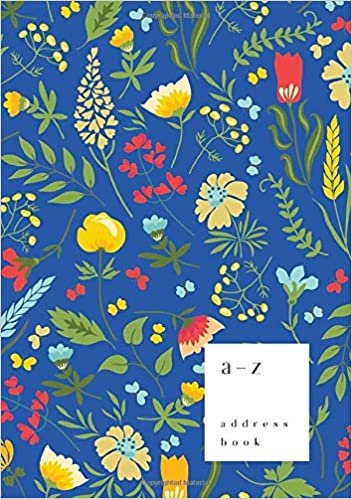 okumak A-Z Address Book: A5 Medium Notebook for Contact and Birthday | Journal with Alphabet Index | Garden Flower Herb Cover Design | Blue