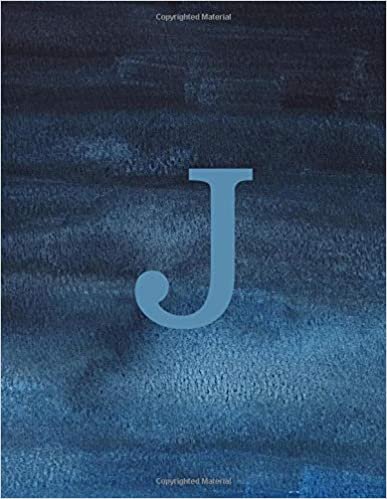 okumak J: Monogram Initial J Notebook for Women and Girls-Dark Blue Watercolor-120 Pages 8.5 x 11