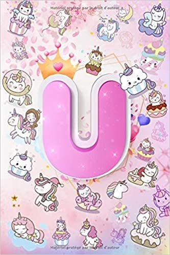 okumak U: Letter U Initial Unicorn Monogram Composition Notebook - Cute Unicorn Personalized Journal Diary with Dotted Pages for women, girls, teens