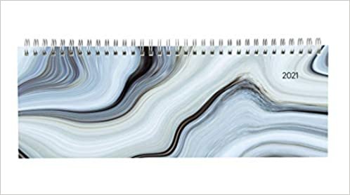 okumak Tisch-Querkalender Style Marmor 2021 - Büro-Planer 29,7x10,5 cm - Tisch-Kalender - 1 Woche 2 Seiten - Ringbindung - Alpha Edition